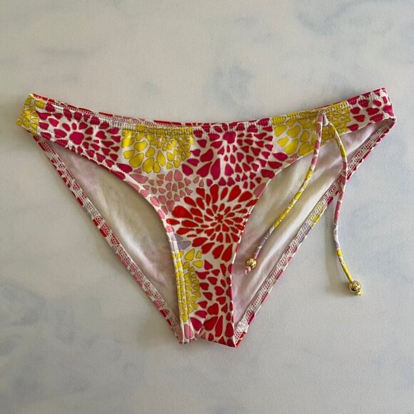 H&M Yellow Stripe Triangle Floral Bottom Bikini Size M - Picture 4 of 6
